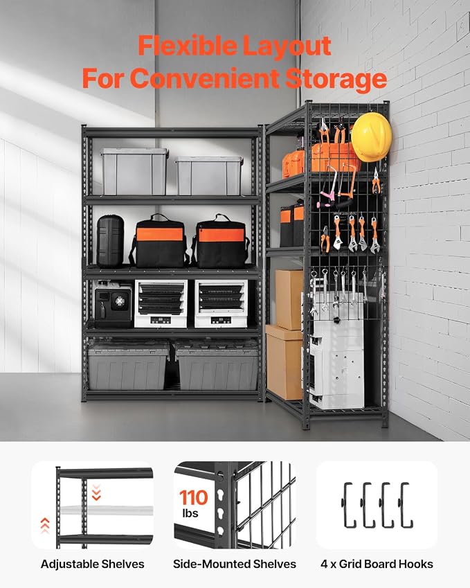 VEVOR Storage Shelves, 2500 lbs, 5 Tier Heavy Duty Garage Shelving, - Image 5