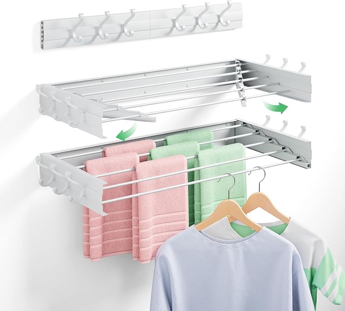 Wall Mounted Drying Rack 31.5", Foldable Clothes Drying Rack by BAKON