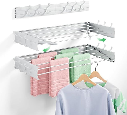Wall Mounted Drying Rack 31.5", Foldable Clothes Drying Rack by BAKON