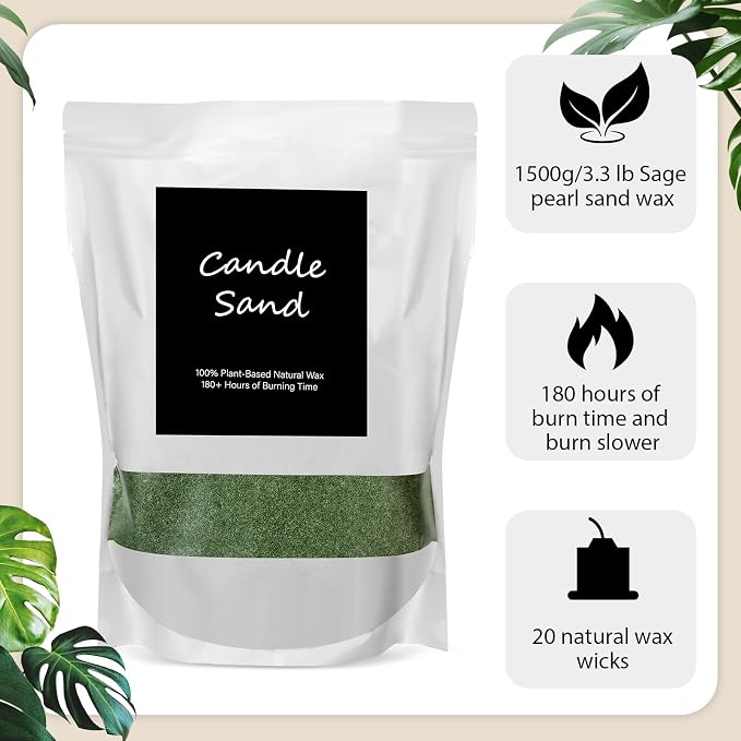 MTLEE Candle Sand 3.3 lb DIY Pearled Candle Making Kit Included 20 Pcs Wicks - Image 3