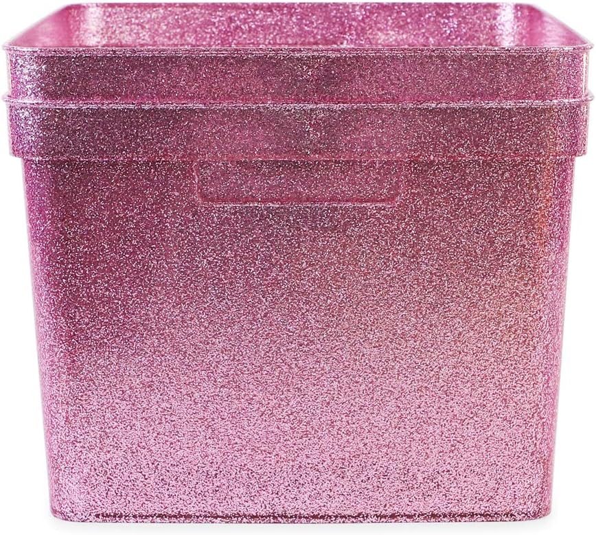 Isaac Jacobs Large Glitter Storage Bin Set (14" x 11.5" x 8.75")