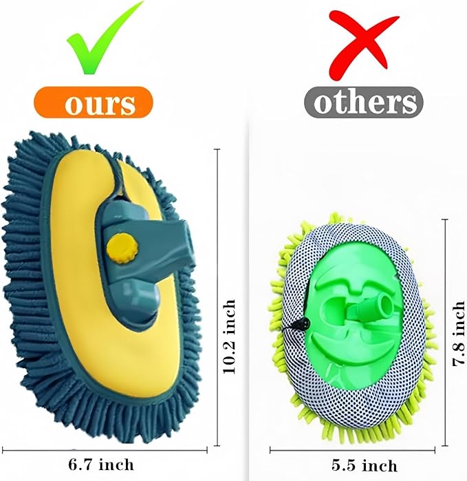 Car Wash Brush with Long Handle, Car Wash Mop Mitt with 1 Replacement Head - Image 2