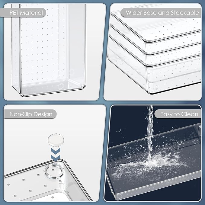 12 Pack Large Clear Plastic Drawer Organizer Set, Acrylic Bathroom Organizer - Image 4