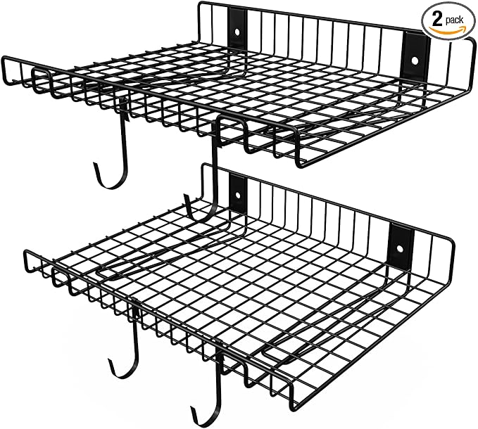 2 Pack Garage Wall Shelf, Wall Mounted Storage Shelves, Heavy Duty Metal Shelves by Riciakik