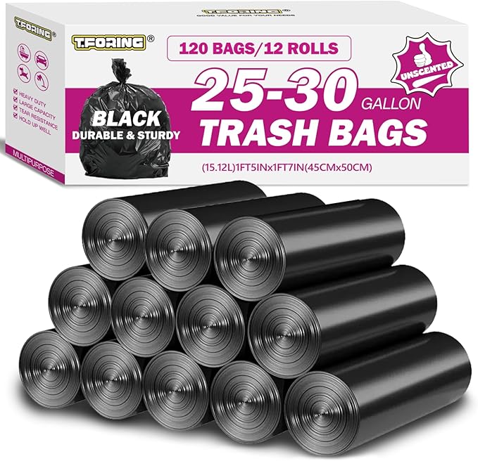 25-30 Gallon Trash Bags Black 120 Count by TFORING%C2%AE