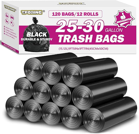 25-30 Gallon Trash Bags Black 120 Count by TFORING%C2%AE