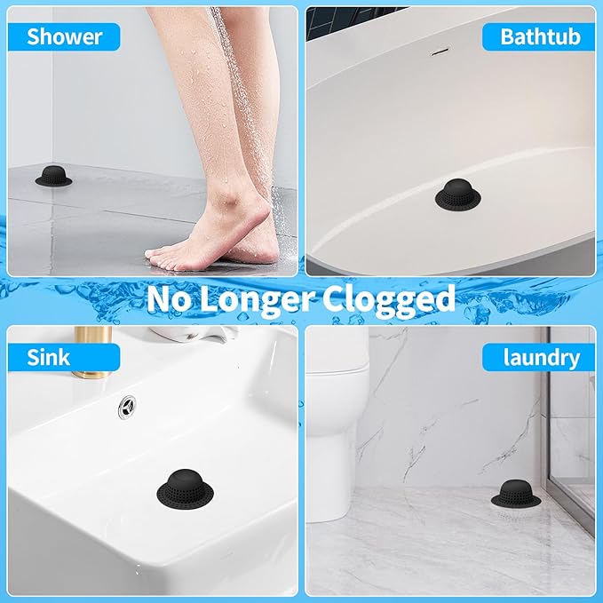 Shower Drain Hair Catcher, Bathtub Drain Cover Foldable Silicone Shower & Tub - Image 2