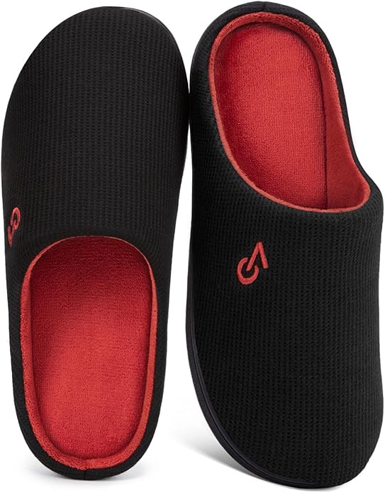 VeraCosy Men's Two-Tone Memory Foam House Slippers Indoor Outdoor Durable by VeraCosy