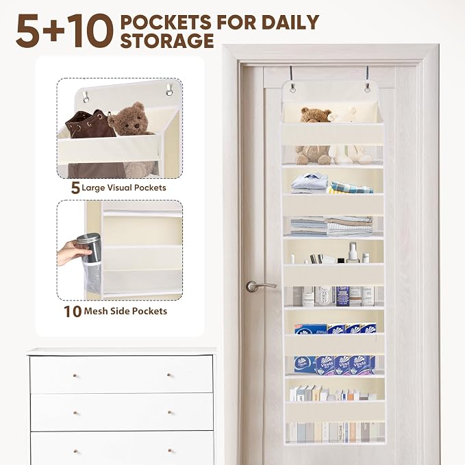 QINGUANG Over The Door Organizer, Hanging Organization and Storage, Behind Door - Image 4