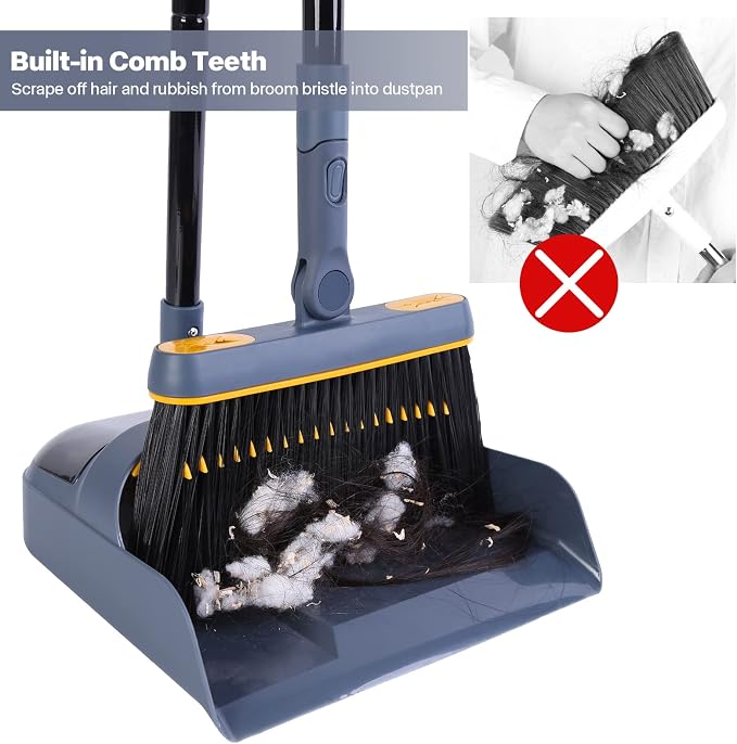 JEHONN Broom and Dustpan Set for Home, 54 Inches Long Handle Lightweight 180 - Image 4