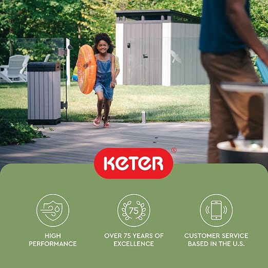 Keter Rockford Resin 38 Gallon Outdoor Kitchen Trash Can - Image 14