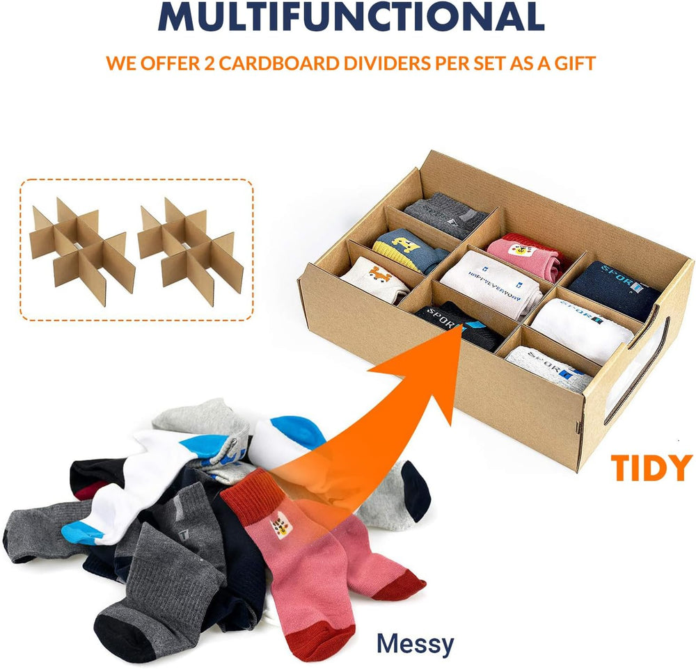 Cardboard Shoe Storage Boxes, 12 Pack, Foldable Stackable Drawer Organizers w...