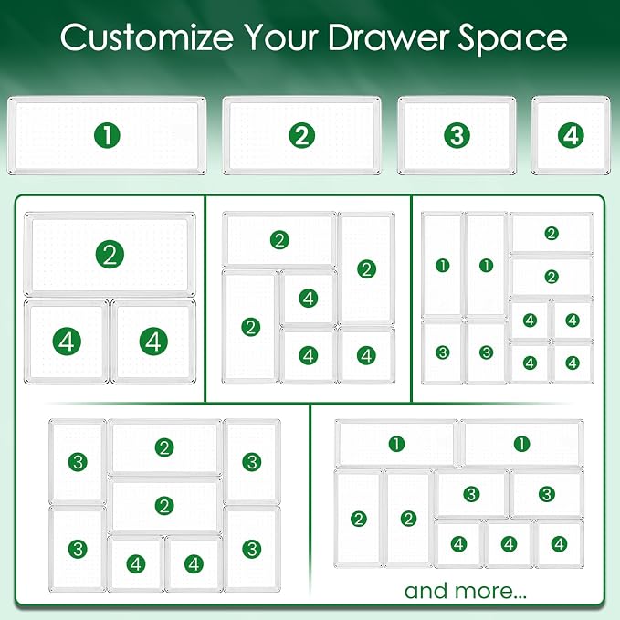 Criusia Drawer Organizer Set, Acrylic Non Slip Non Cracking Kitchen Drawer - Image 9