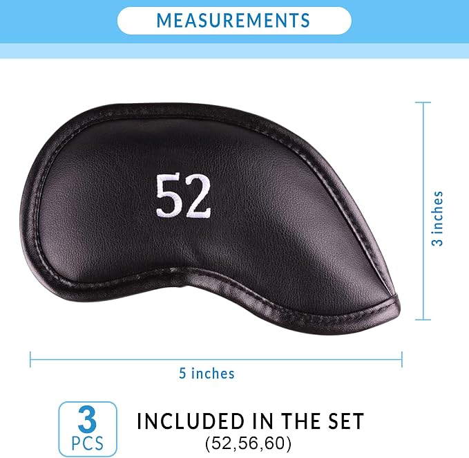 Premium Magnetic Leather Iron and Wedge Golf Club Head Covers | Set of 10 | - Image 4