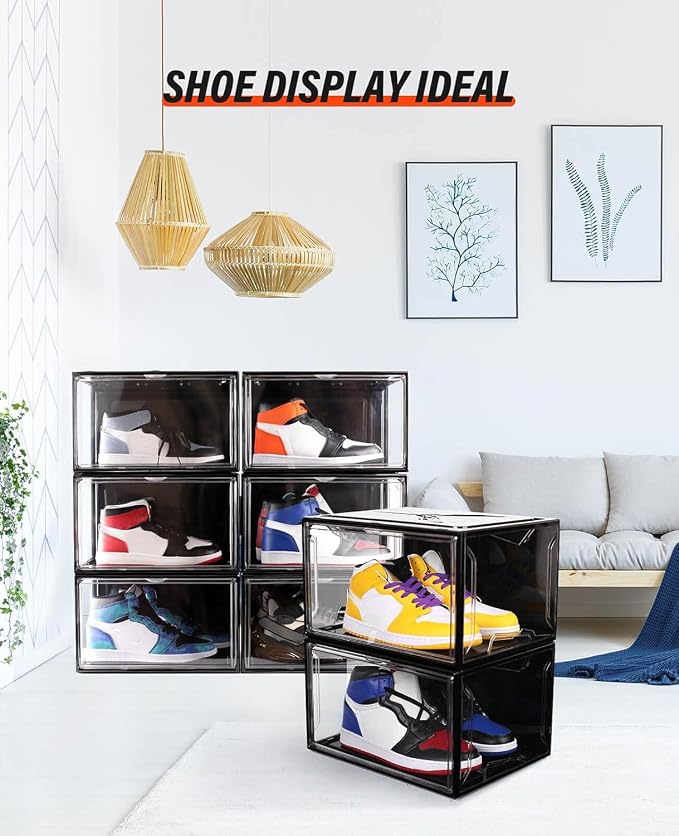 KDOR Shoe Boxes Clear Plastic Stackable 10 Pack Sneaker Storage Boxes - Image 4
