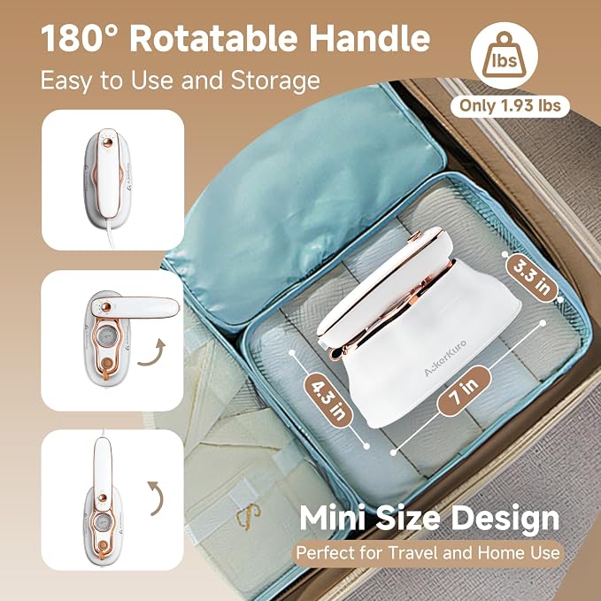 Travel Steamer for Clothes, 1200W Portable Handheld Mini Garment Steamers - Image 2