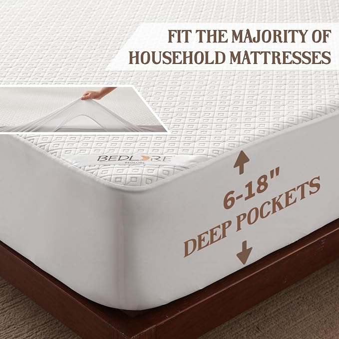 BEDLORE King Mattress Protector, Waterproof Noiseless Mattress Cover - Image 5
