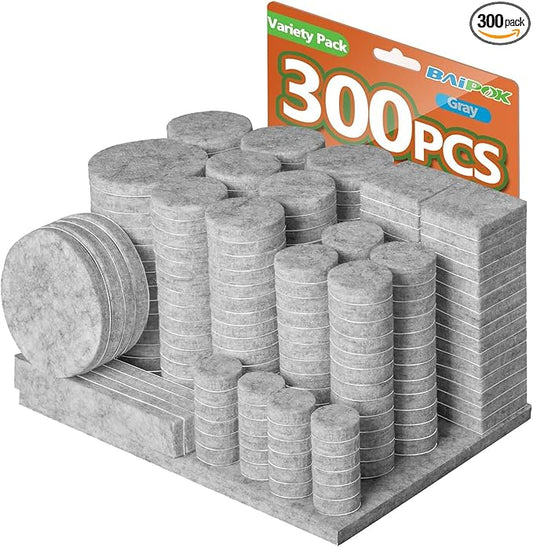 Furniture Pads 300 Pcs Premium Furniture Felt Pads, Huge Quantity Self Adhesive by BAIPOK
