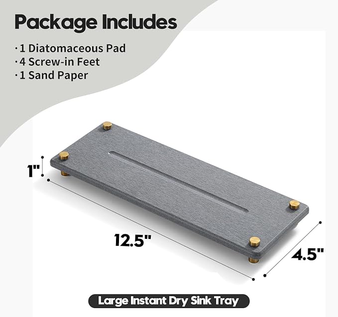 Kitchen Sink Caddy Water Absorbing Stone Drying Tray, Diatomite Bathroom Sink - Image 7