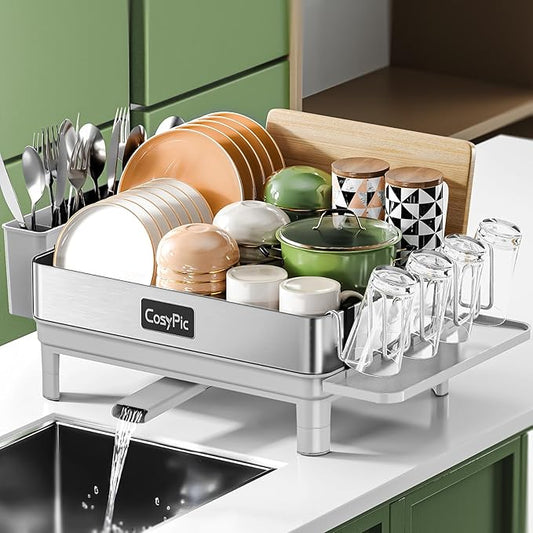 Dish Racks, Thicker Premium 304 Stainless Steel Dish Drying Rack by CosyPic