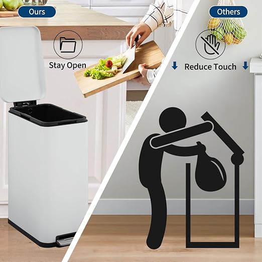 Garvee 13 Gallon Kitchen Trash Can, Stainless Steel Step Garbage Bin - Image 5