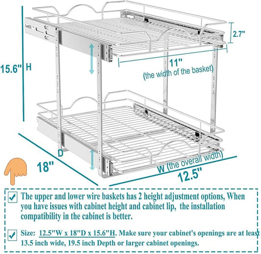 OCG 2 Tier Pull Out Cabinet Organizer, Pull Out Drawers - Image 2