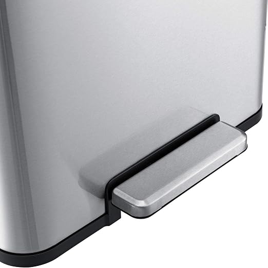 Global Industrial 12 Gallon Stainless Steel Trash Can, Rectangular Step-On - Image 5