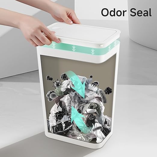 TIPGO Bathroom Trash Can with Lid, 4 Gallon / 15 Liter Small Garbage Can - Image 3