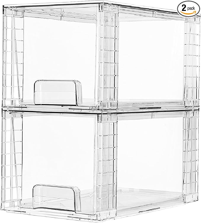Vtopmart 2 Pack Large Stackable Storage Drawers, Easily Assemble by Vtopmart