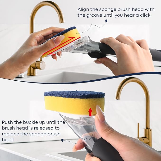 Sponge Brush Refills for OXO Dish Brush, 6 Pack Soap Dispensing Dish Refills - Image 5