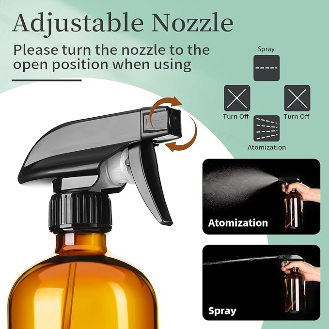 8oz Amber Glass Spray Bottles, 6 Pack Glass Spray Bottles Refillable Empty - Image 4