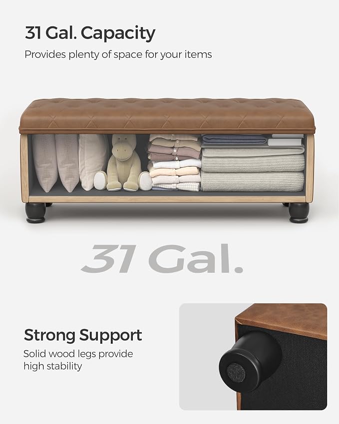 SONGMICS Storage Ottoman, Storage Bench, Tufted Entryway Bedroom Bench - Image 8