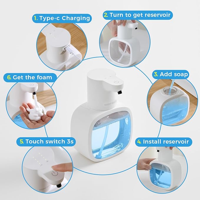 Automatic Foaming Soap Dispenser, 17oz/500ml Touchless Rechargeable - Image 8