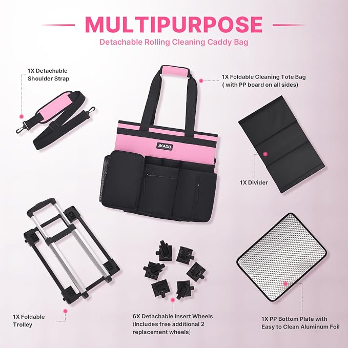 Large Rolling Cleaning Caddy Bag - Image 8