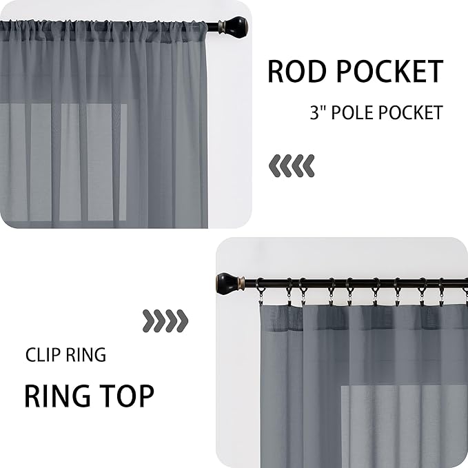 Tollpiz Sheer Door Curtain Closet Linen Textured Curtains Sheer Doorway Light - Image 5