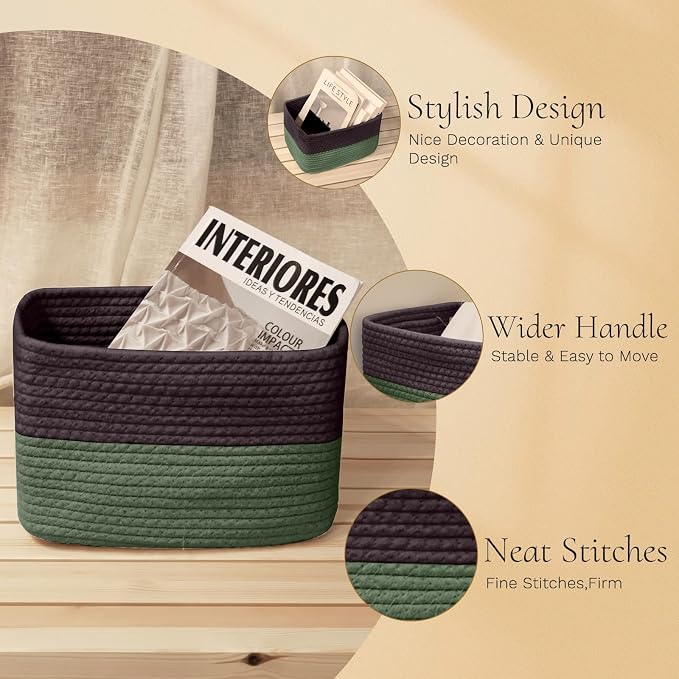 Hopegiver Woven Storage Baskets 11x8x7 Inch, 3 Pack Collapsible Cube Storage Bin - Image 6