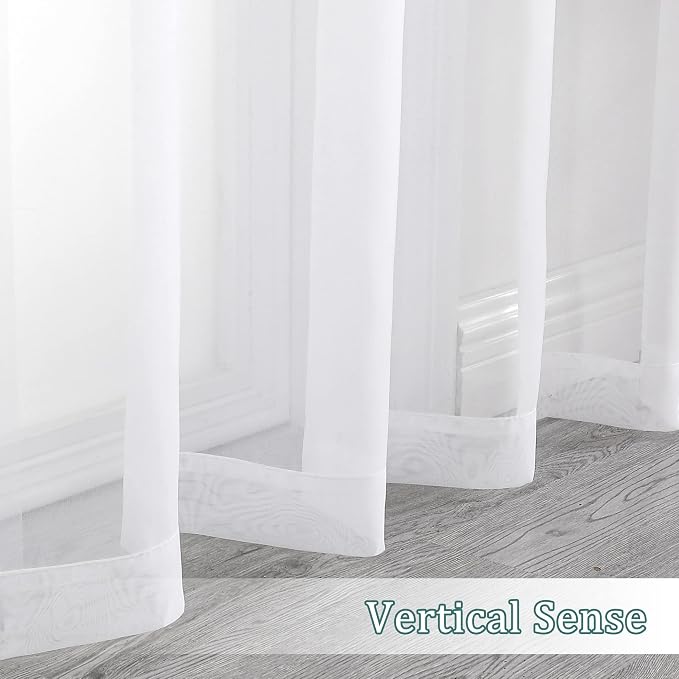 Chyhomenyc White Sheer Curtains 108 Inch Length 2 Panels Set, Extra Long Light - Image 9
