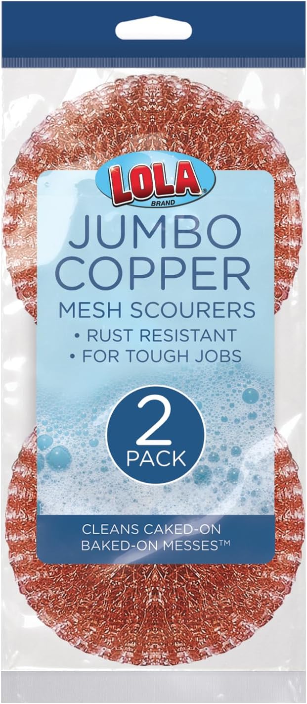 Copper Mesh Scouring Pad by LOLA, 2 Pack, 45 Grams, Copper Coated Knitted Wire by LolaProducts