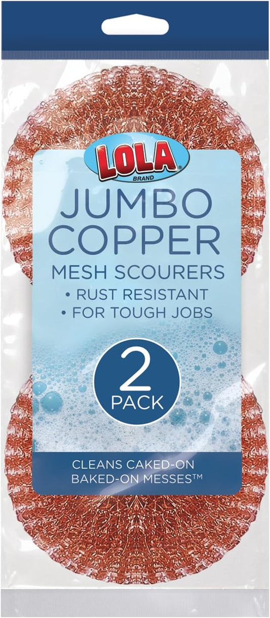 Copper Mesh Scouring Pad by LOLA, 2 Pack, 45 Grams, Copper Coated Knitted Wire by LolaProducts