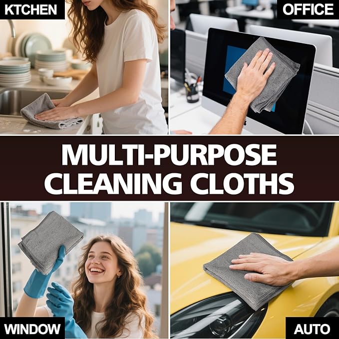 Microfiber Cleaning Cloth 12 Pack, 12.6 x 12.6 inch Microfiber Towels - Image 6