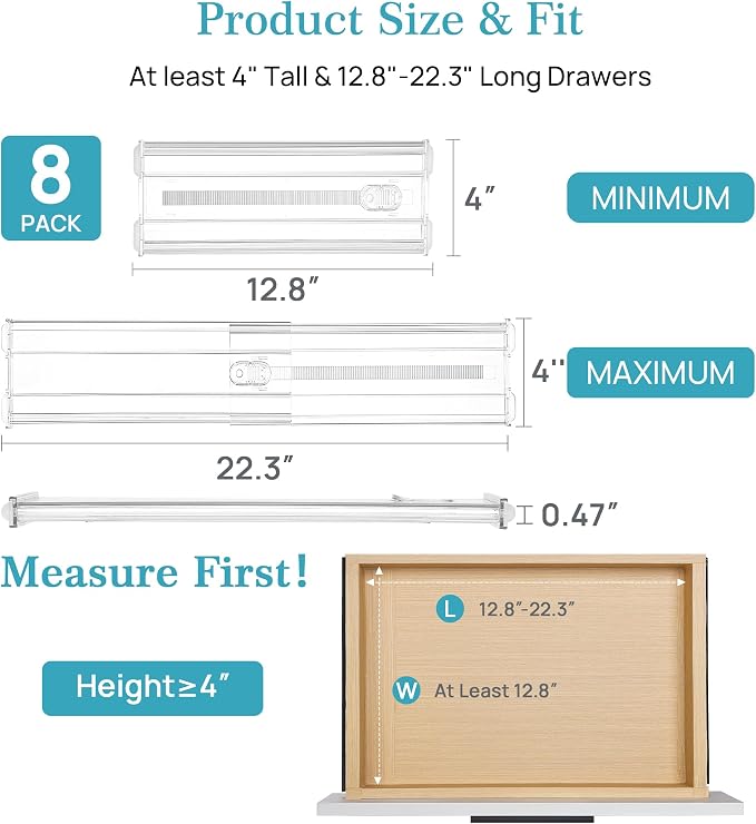 Vtopmart 8 Pack 4" Regular Upgrade Drawer Dividers - Image 2
