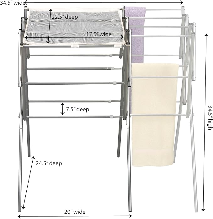 Household Essentials 5175 Collapsible Expandable Metal Clothes Drying Rack