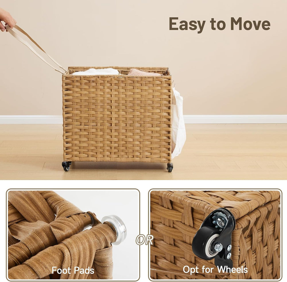 Laundry Hamper with Wheels, 34.3 Gallon(130L) Rolling Laundry Basket with Lid...