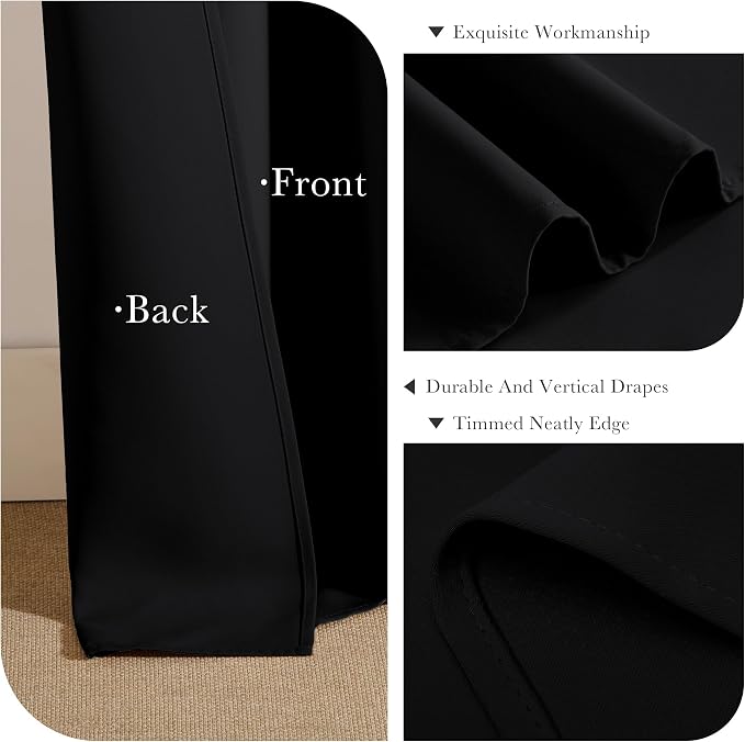 PONY DANCE Black Short Blackout Curtains - Image 6