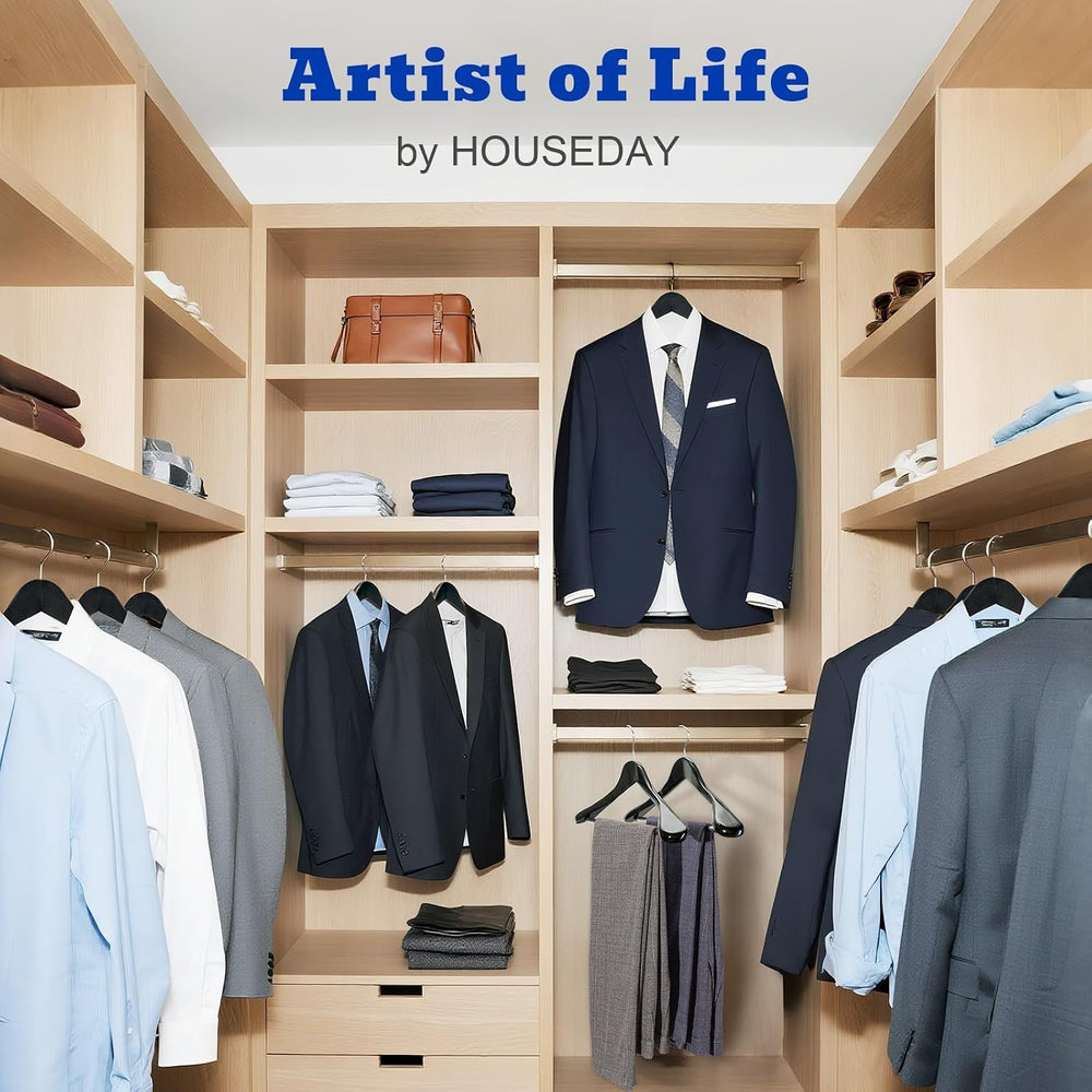 HOUSE DAY High-Grade Suit Hangers, Wide Shoulder Wooden Hangers with Non Slip...