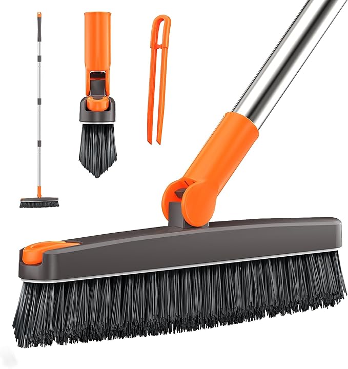 AIR U+ Grout Brush with Long Handle 180° Swivel Scrub Brush with Tweezers to by AIRU
