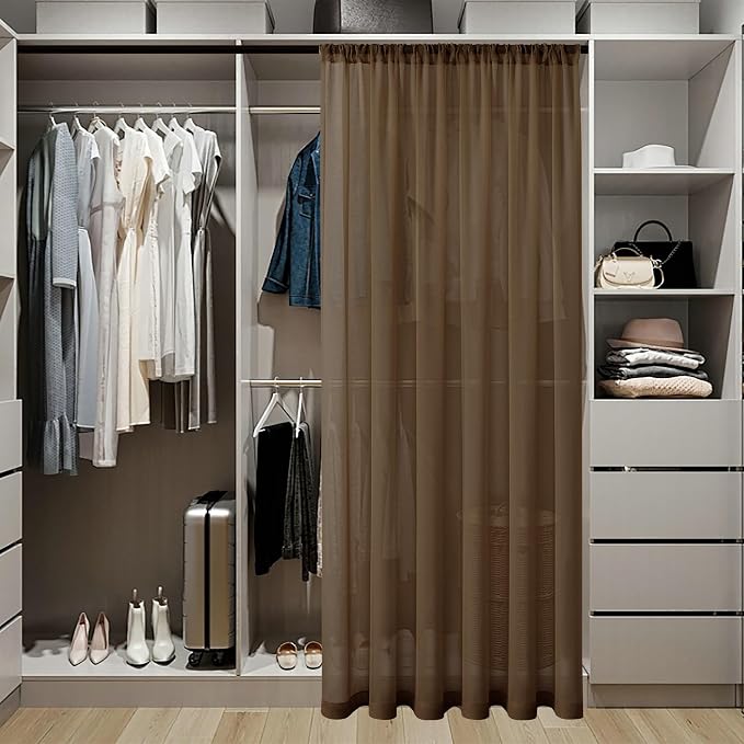 Tollpiz Small Sheer Door Curtain Closet Linen Textured Curtain Sheers Doorway - Image 3
