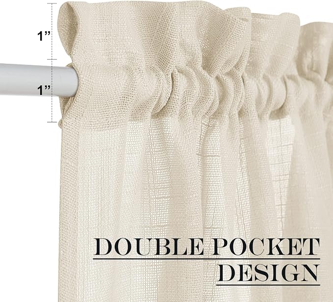 NICETOWN Sheer Door Curtain for Window, Farmhouse French Door Curtain for Front - Image 4