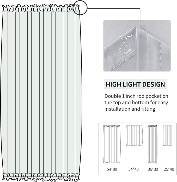 DWCN French Door Curtains – Rod Pocket Thermal Blackout Curtain - Image 3