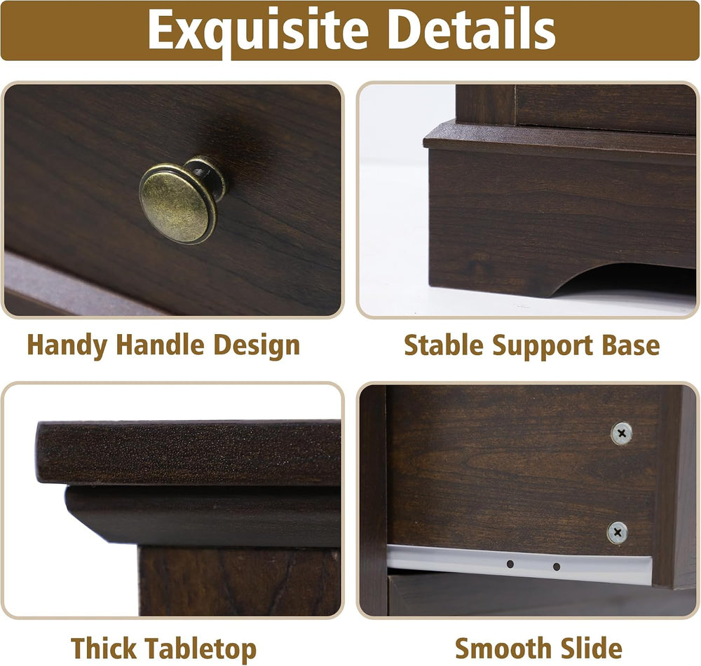 LOUVIXA Farmhouse Dresser 5 Drawer, Bedroom Chest of Drawers, Dressers with 5...